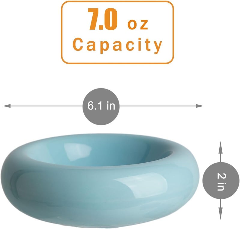 KTLECL 6.1 Inch Cat Bowls, 7 oz Ceramic Cat Food Bowl, Whisker Fatigue Relief Bowl, Anti-Vomiting, Protect Spine, Perfect for Indoor Cats(2pc Blue) - Image 2